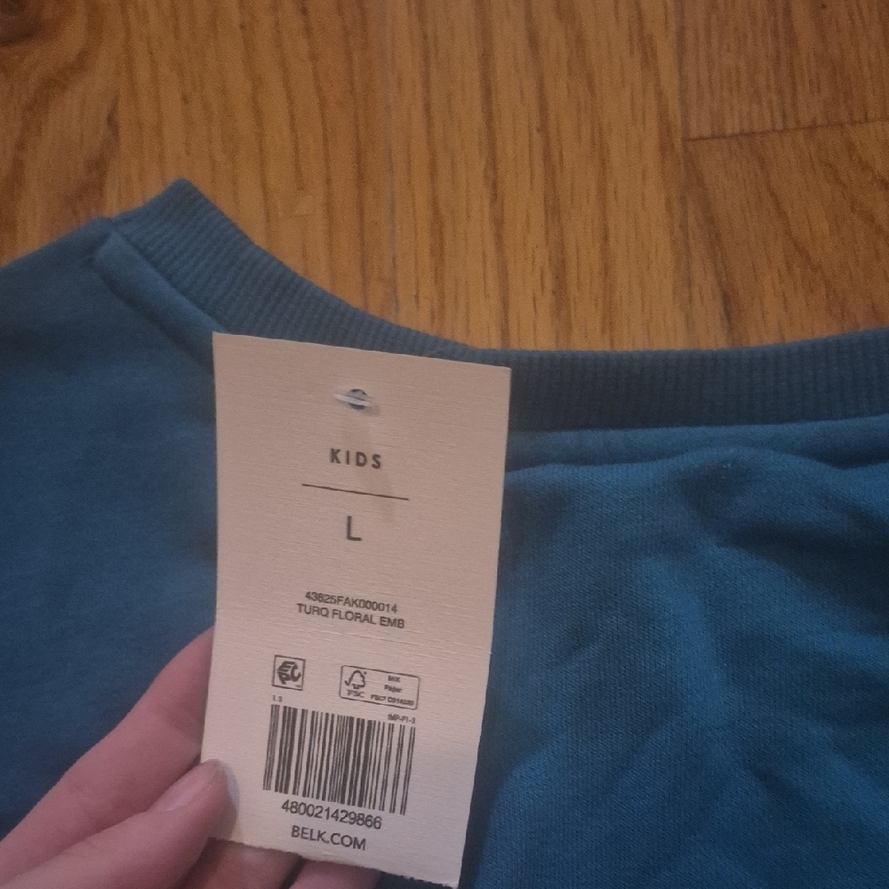 crown & ivy Teal Floral Kids Sweater - Picture 4 of 5